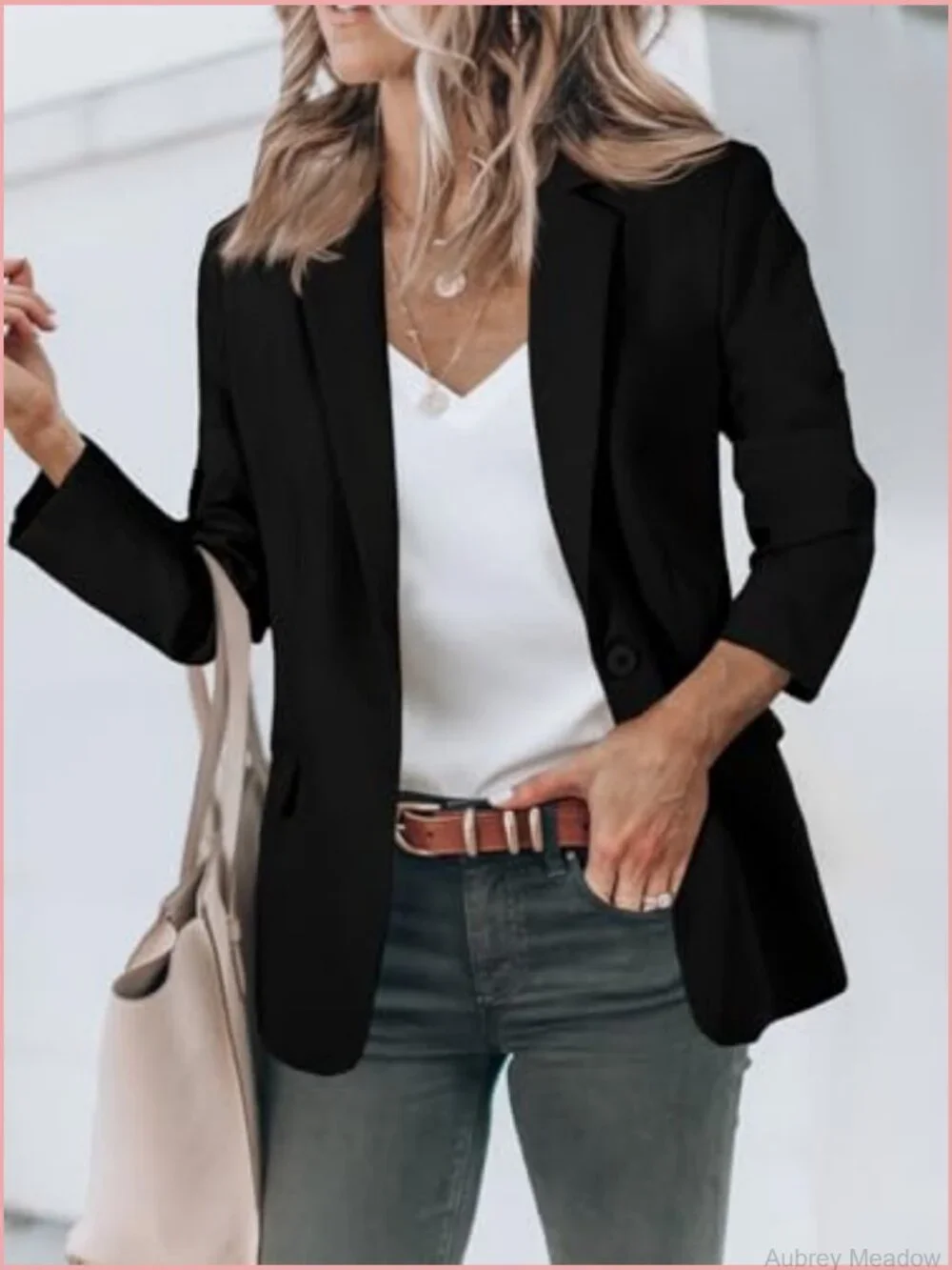 Women's Casual Blazer Open Front Long Sleeve Office Suit Jacket